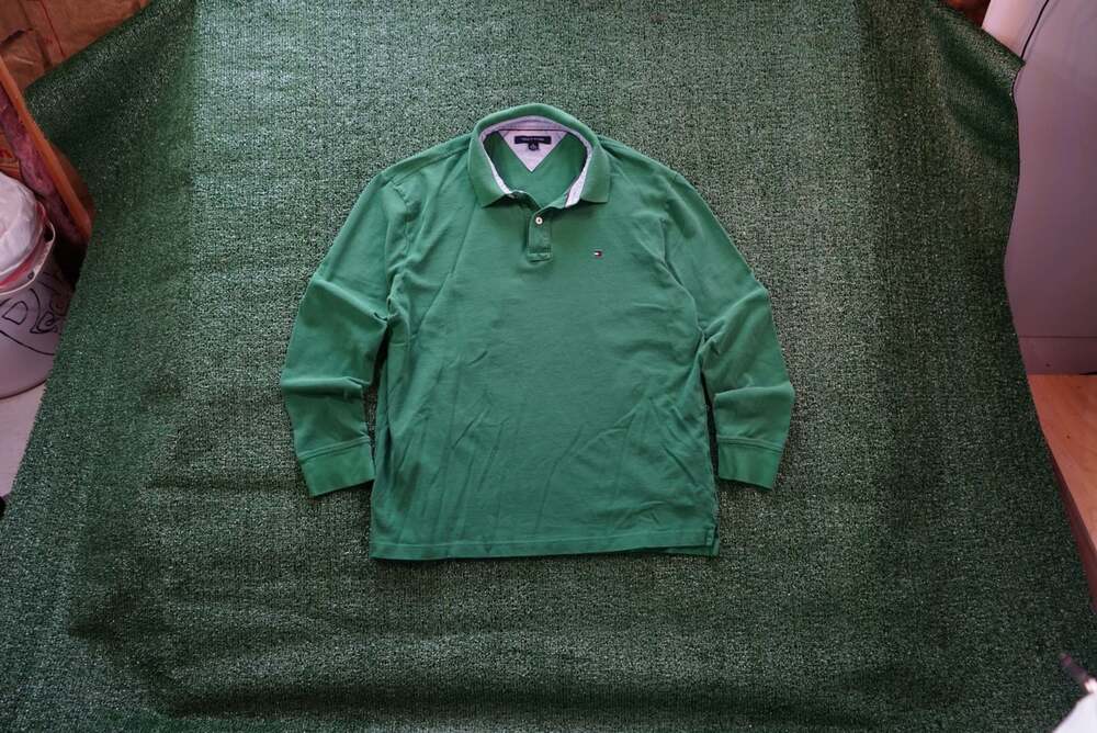 Tommy Hilfiger XL Men's Green Long Sleeve Polo Shirt